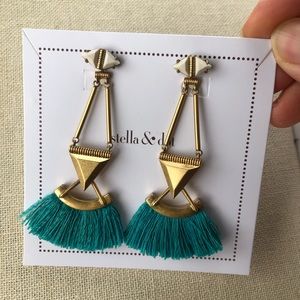 Stella & Dot Convertible gold fringe earrings